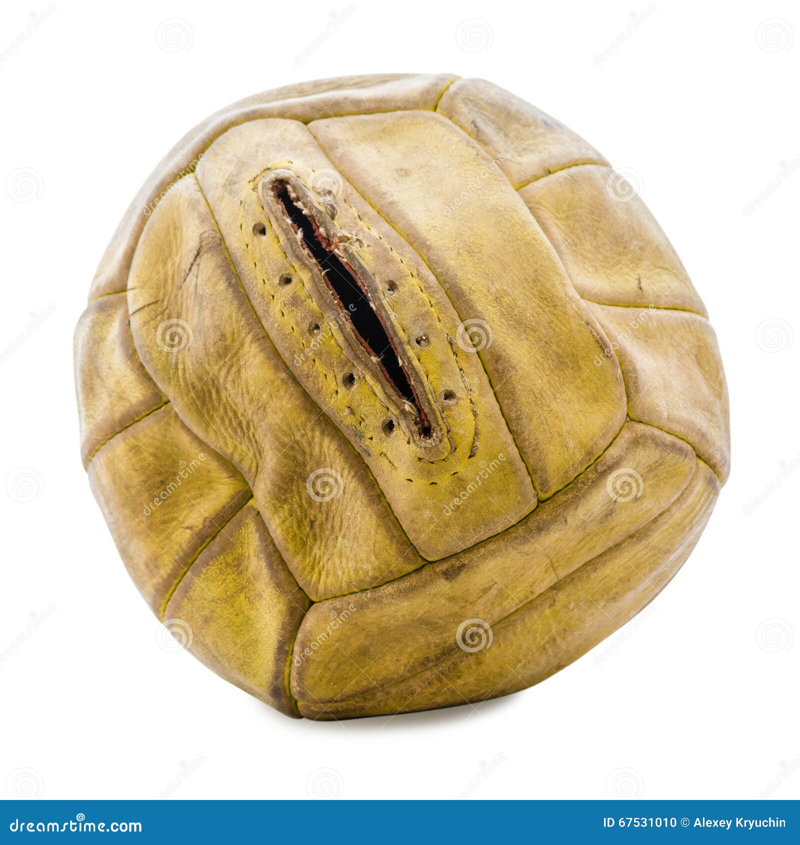 Old deflated soccer ball stock photo. Image of background 67531010