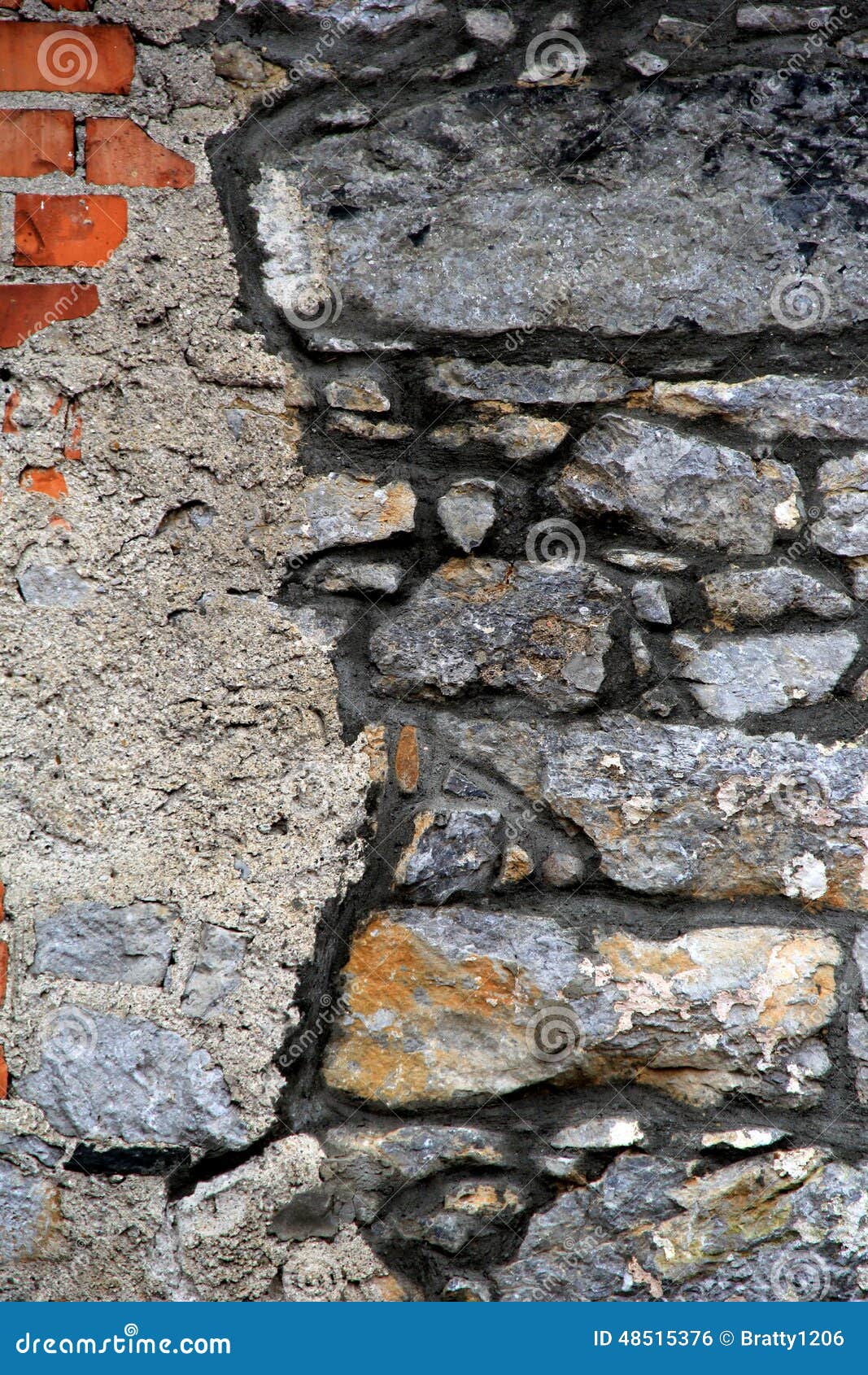 Old, Dilapidated Brick and Stone Wall Stock Photo Image of
