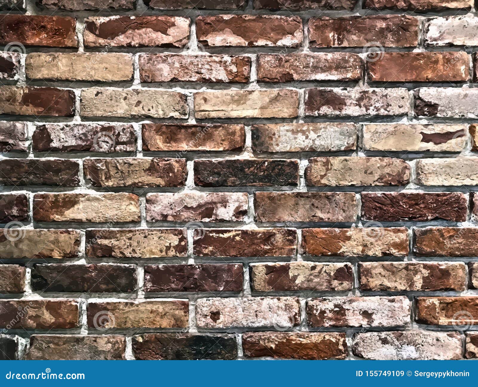Old Dilapidated Brick Wall. Vintage Grunge Background, Vector Stock
