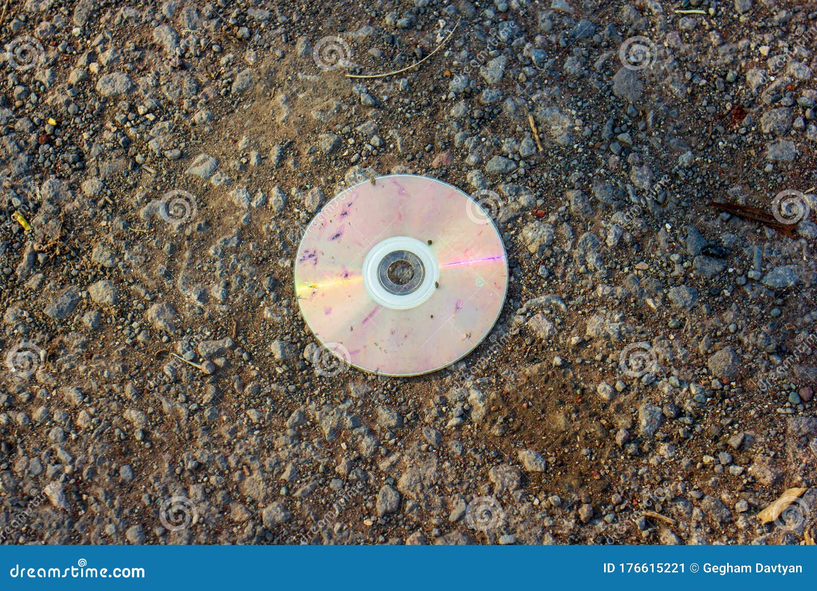 The Old Dirty Cd on the Ground Stock Image Image of background