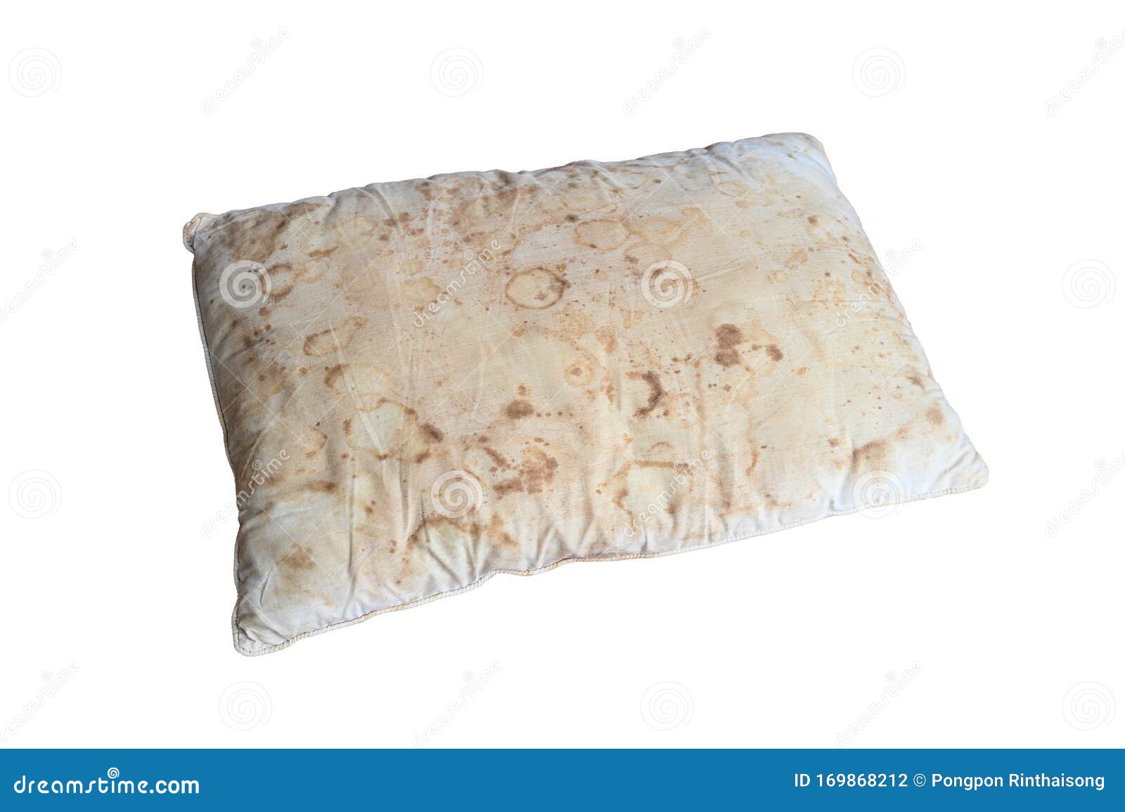 old dirty pillow with saliva stain and fungus cause of illness