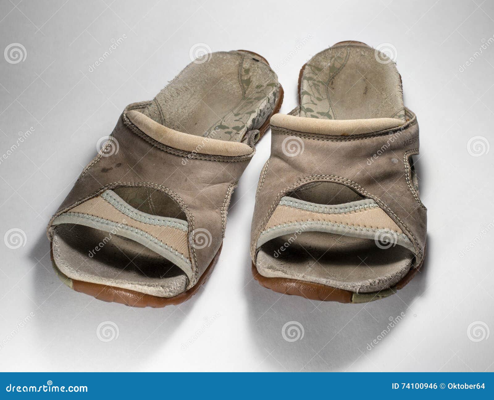 Old Dirty Shoes. Favorite Female Sandals. Stock Photo - Image of human ...