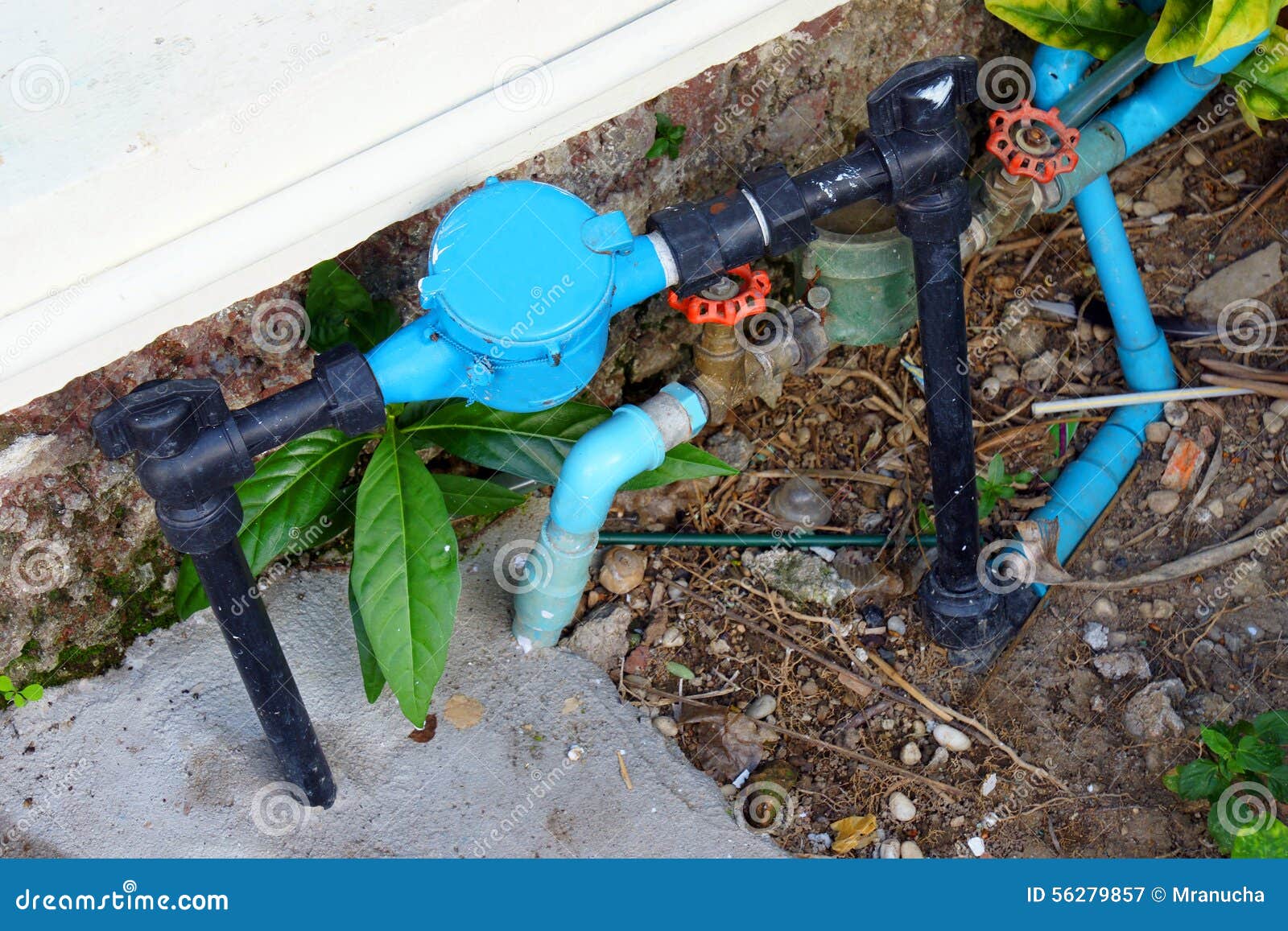 Old and Dirty Tab Water Pipe and Meter on Ground Stock Image Image of