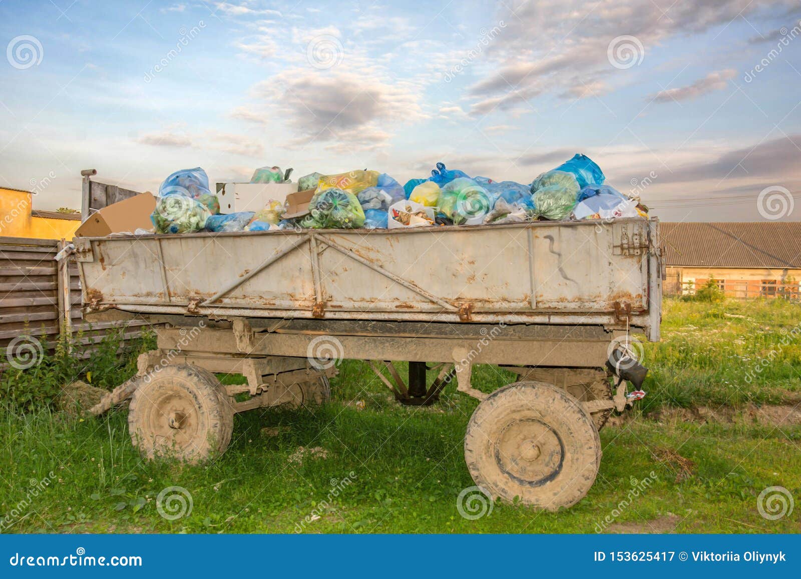 Tractor Trailer Full of Garbage Stock Image Image of country, wheels