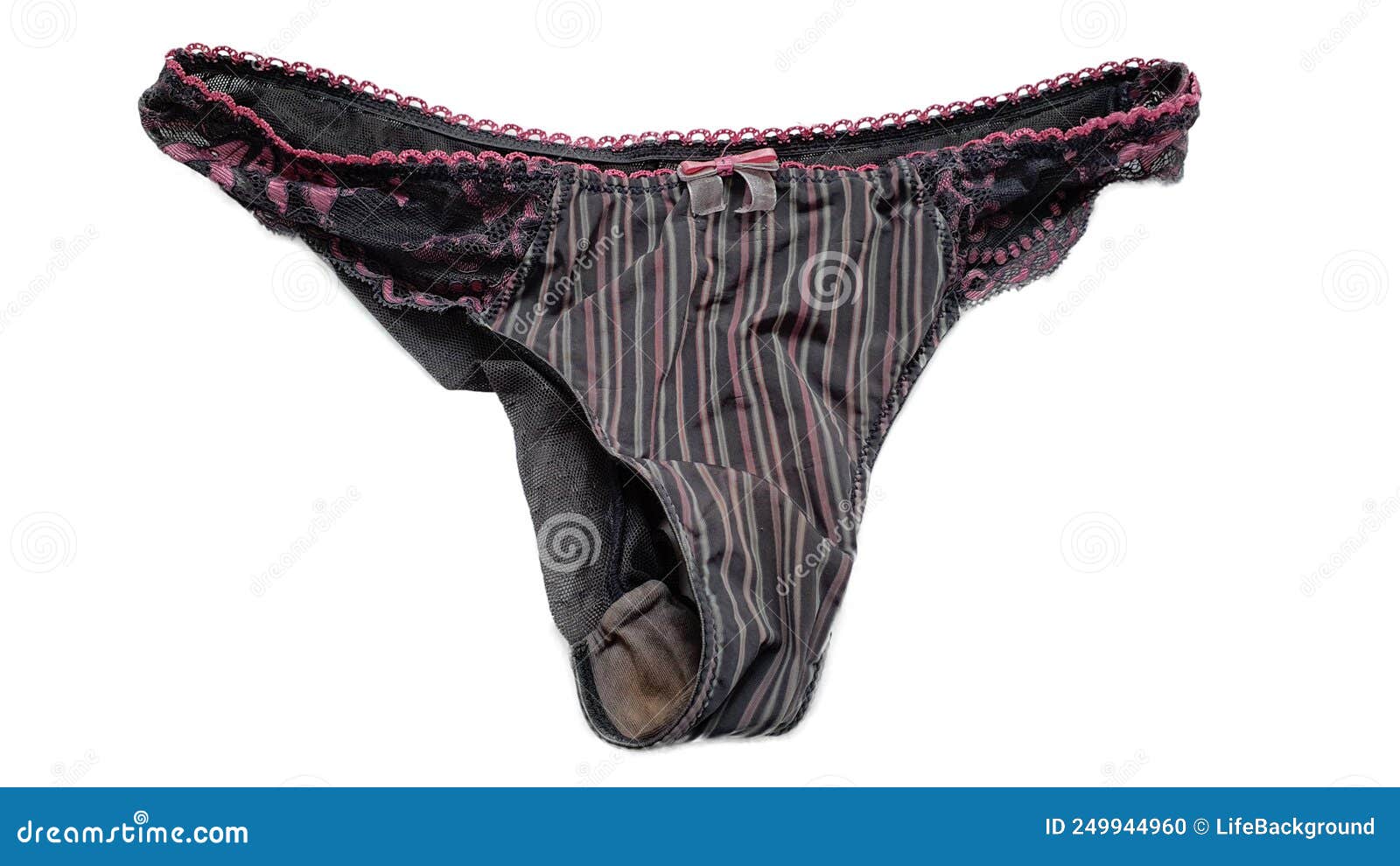 Old Dirty Worn Women S Panties Isolated on White Background Stock