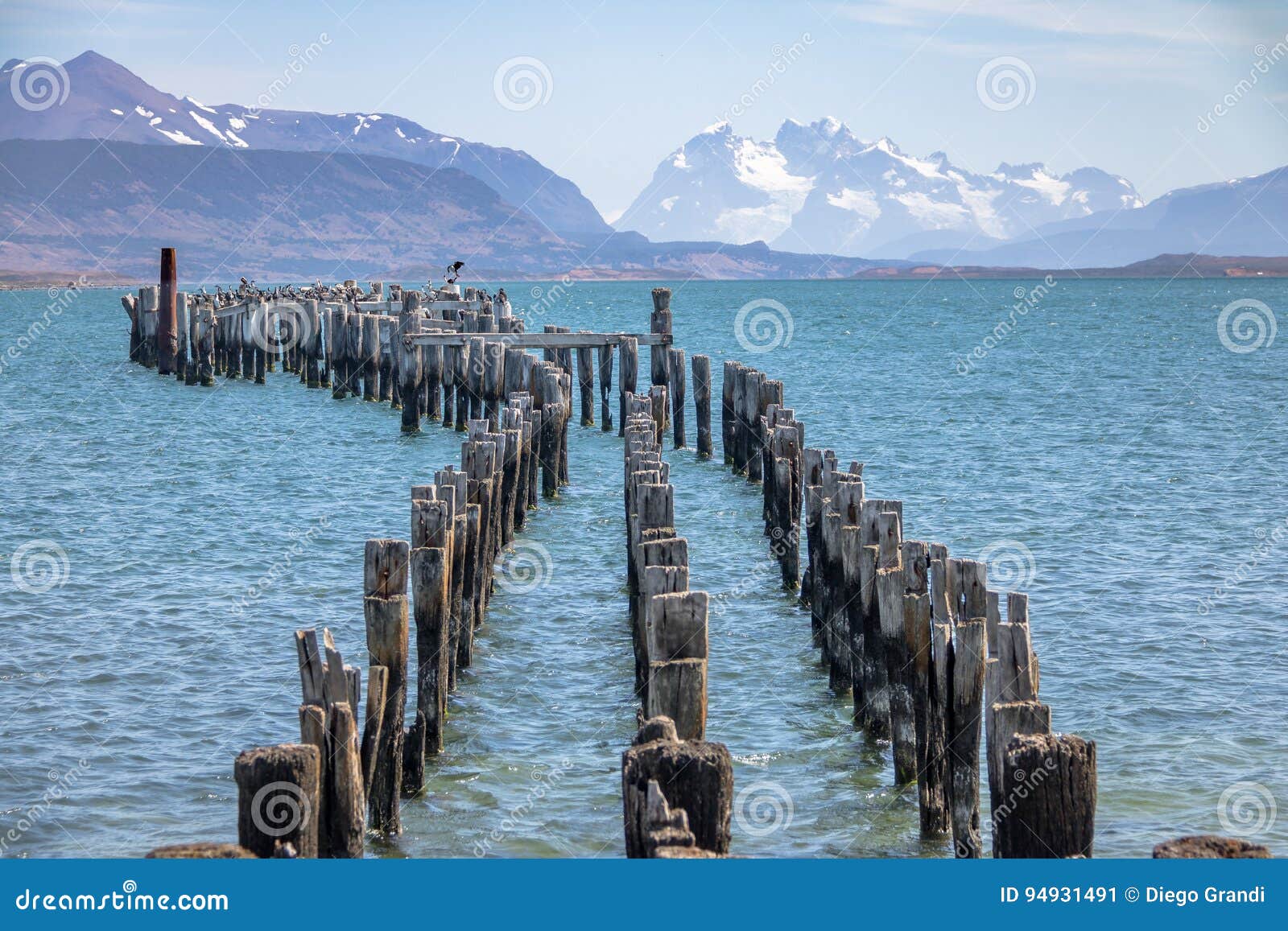 old dock in almirante montt gulf in patagonia - puerto natales, magallanes region, chile