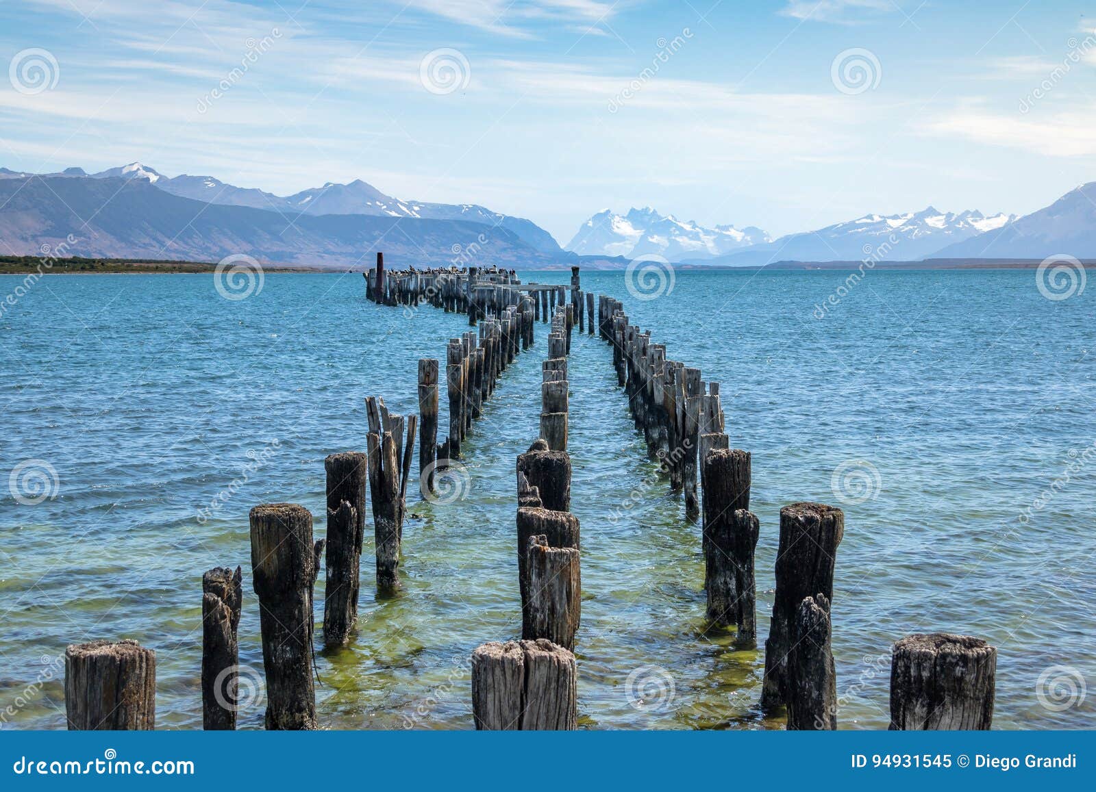 old dock in almirante montt gulf in patagonia - puerto natales, magallanes region, chile