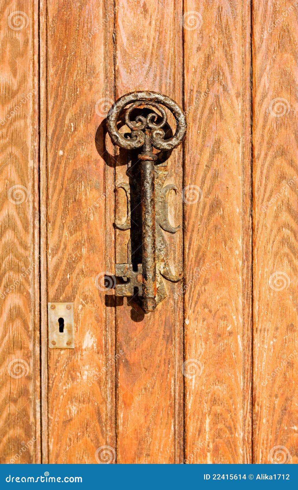 The Old Door Handle in the Form of Key. Stock Photo Image of rusty
