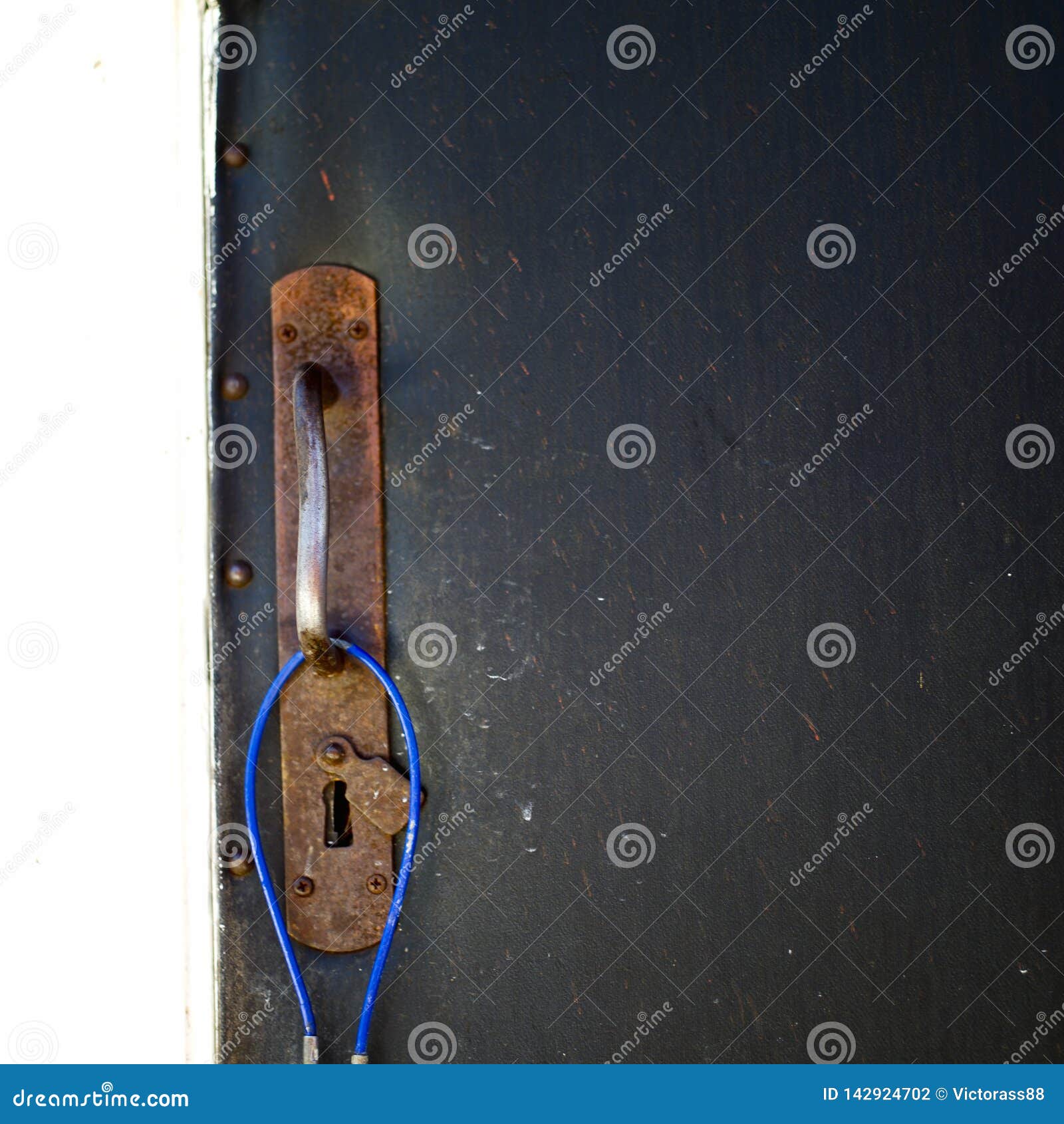 Cable lock on a door stock photo. Image of closeup, safety 142924702