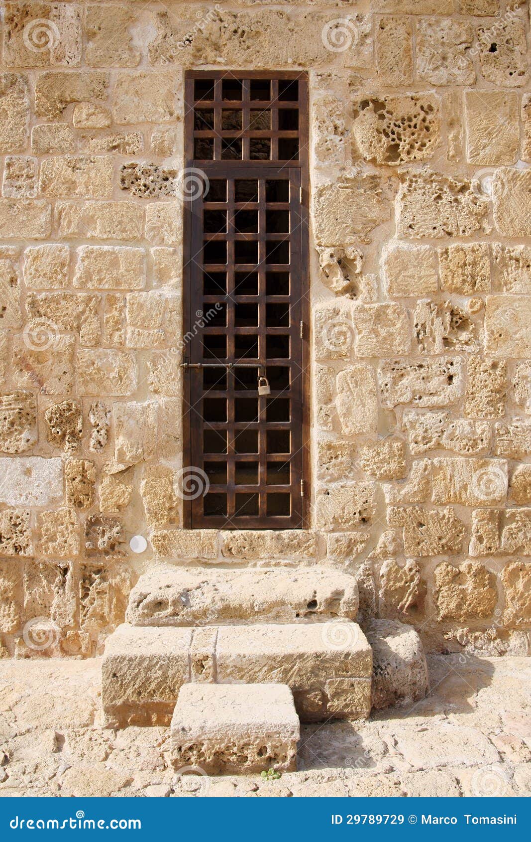 Old door in Harbour Castle. Old door of Harbour Castle in Paphos, Cyprus