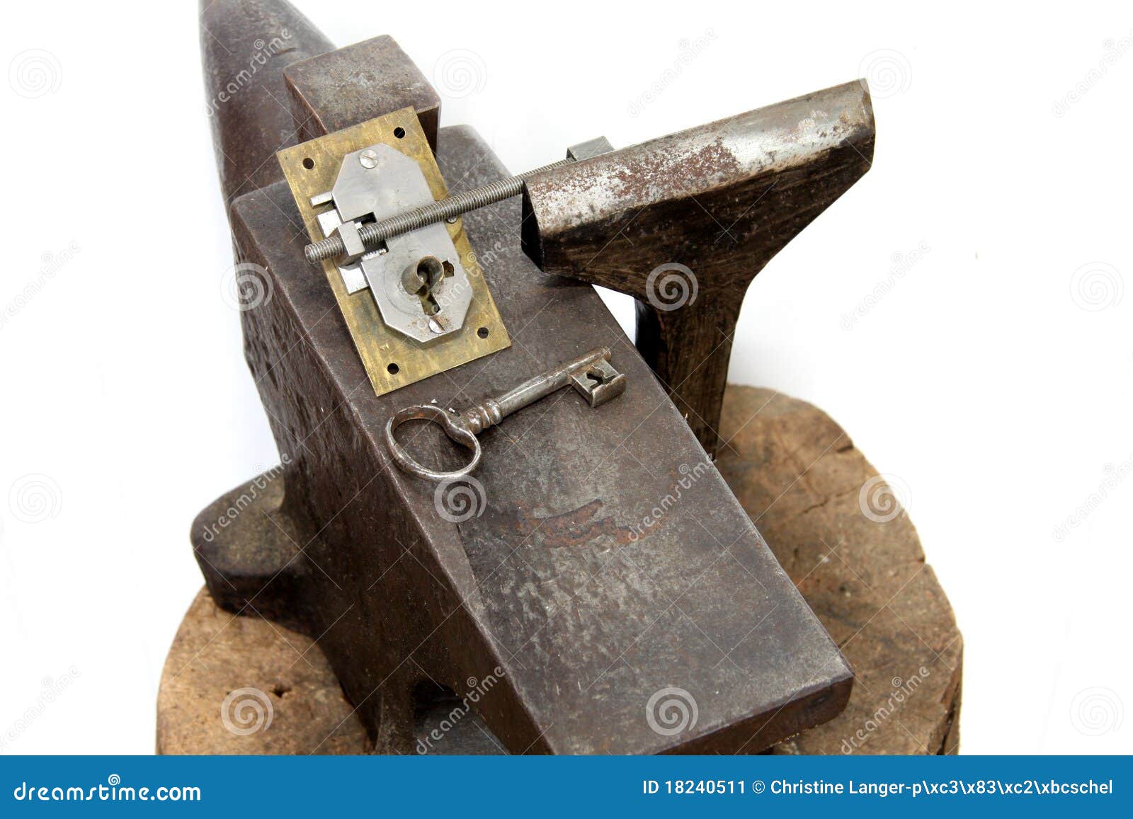 Old Door Lock and a Key is Repaired Stock Image Image of handle
