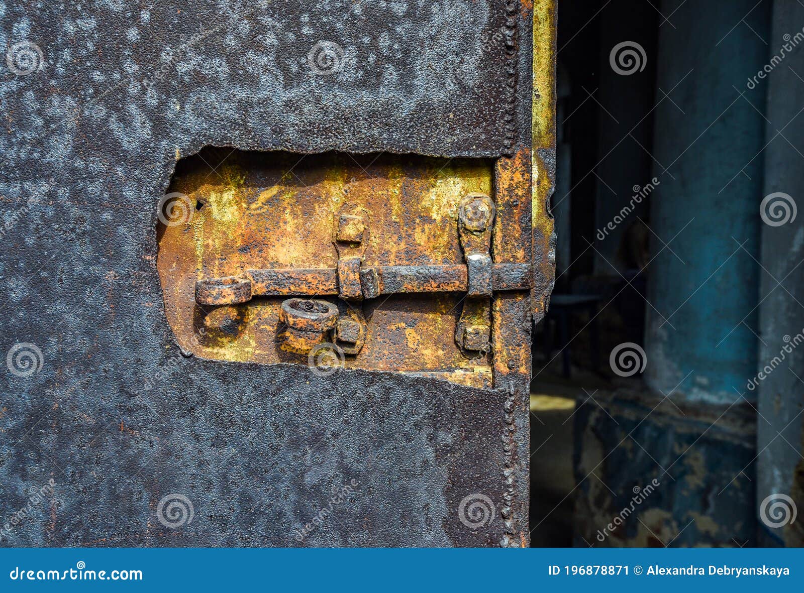 old door, rusty lock on church