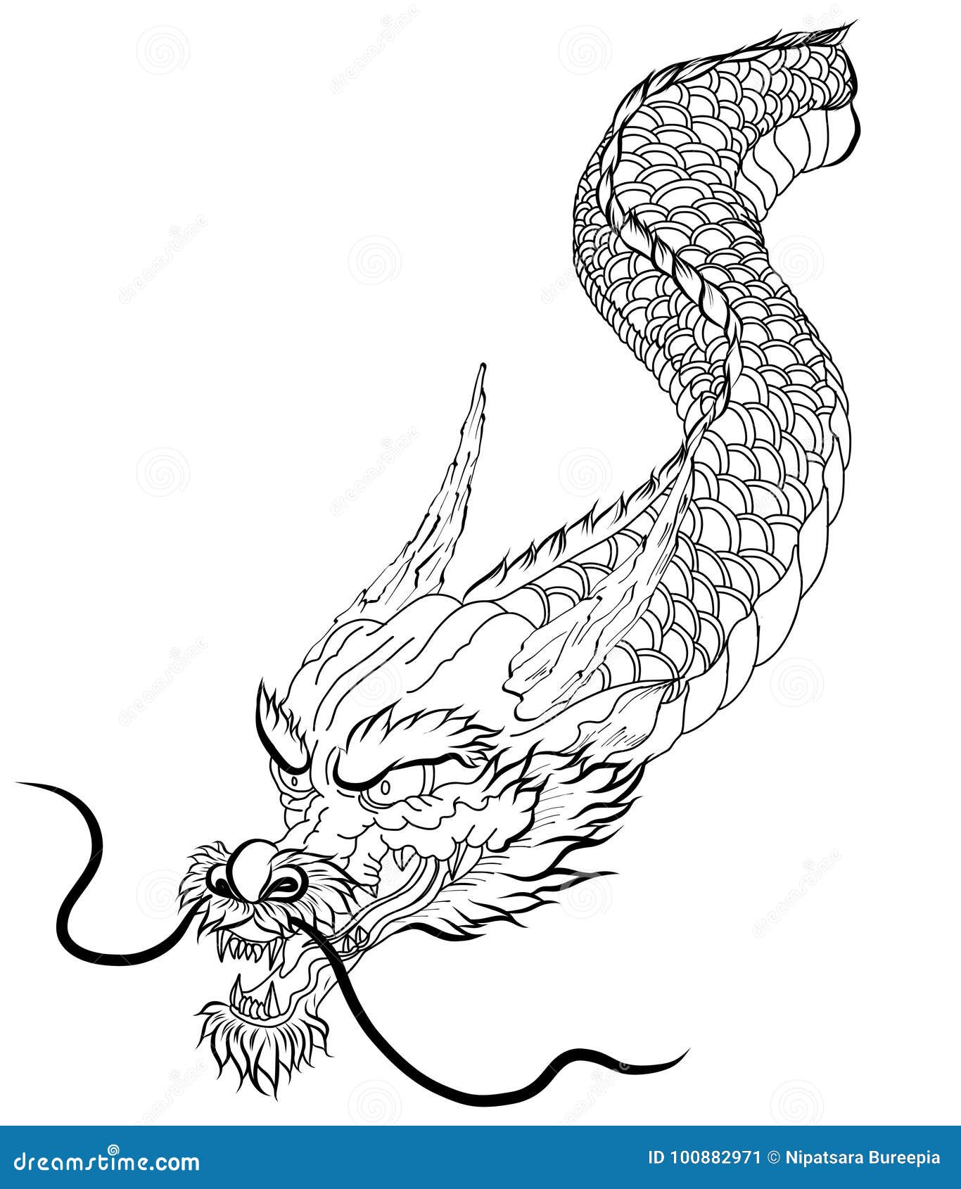 Китайский дракон с человеком карандашом