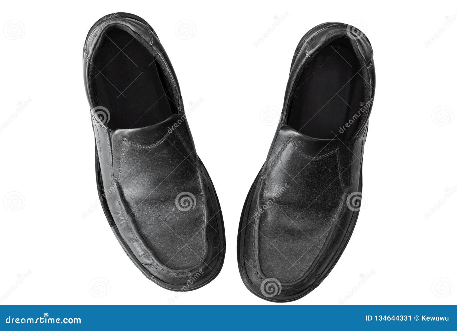 Old Dusty Black Leather Slip-on Shoes for Businessman, Top View ...