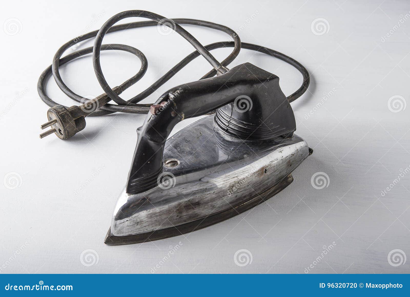 Old Electric Iron on the White Stock Photo Image of home, heat 96320720
