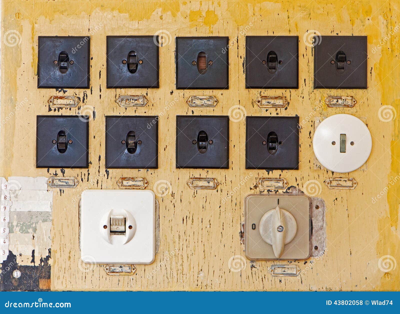 Old Electric Switches on the Wall Stock Photo Image of electricity
