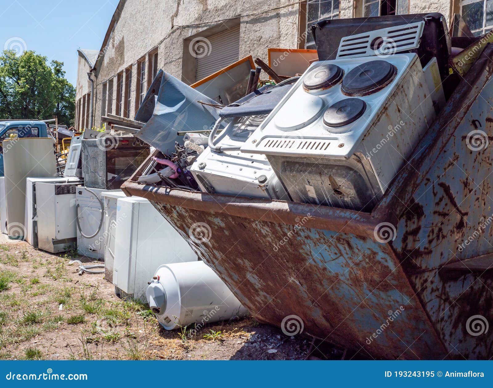 Old Electrical Appliances in a Recycling Center Stock Image Image of