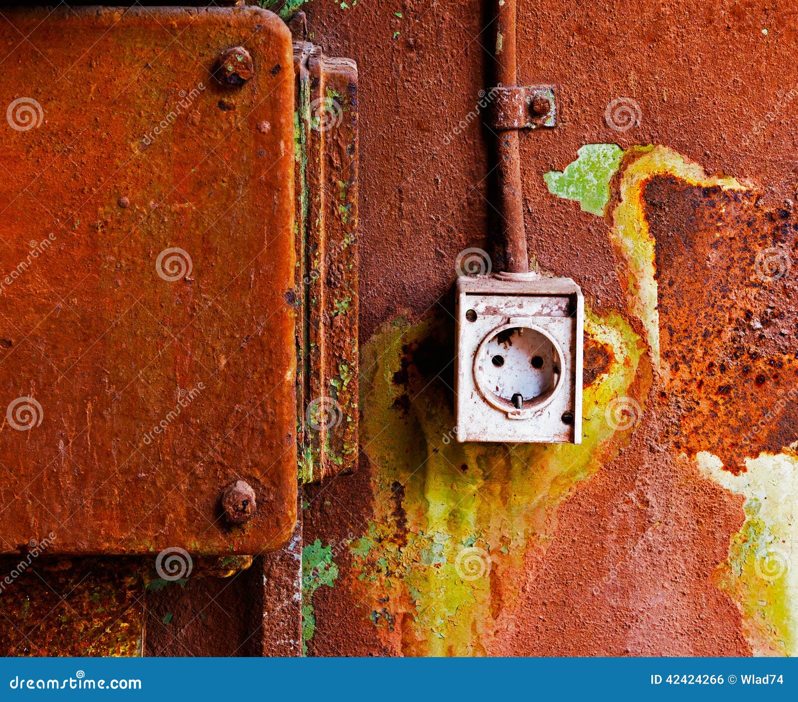 Old Electrical Outlet on the Rusty Iron Wall Stock Photo Image of