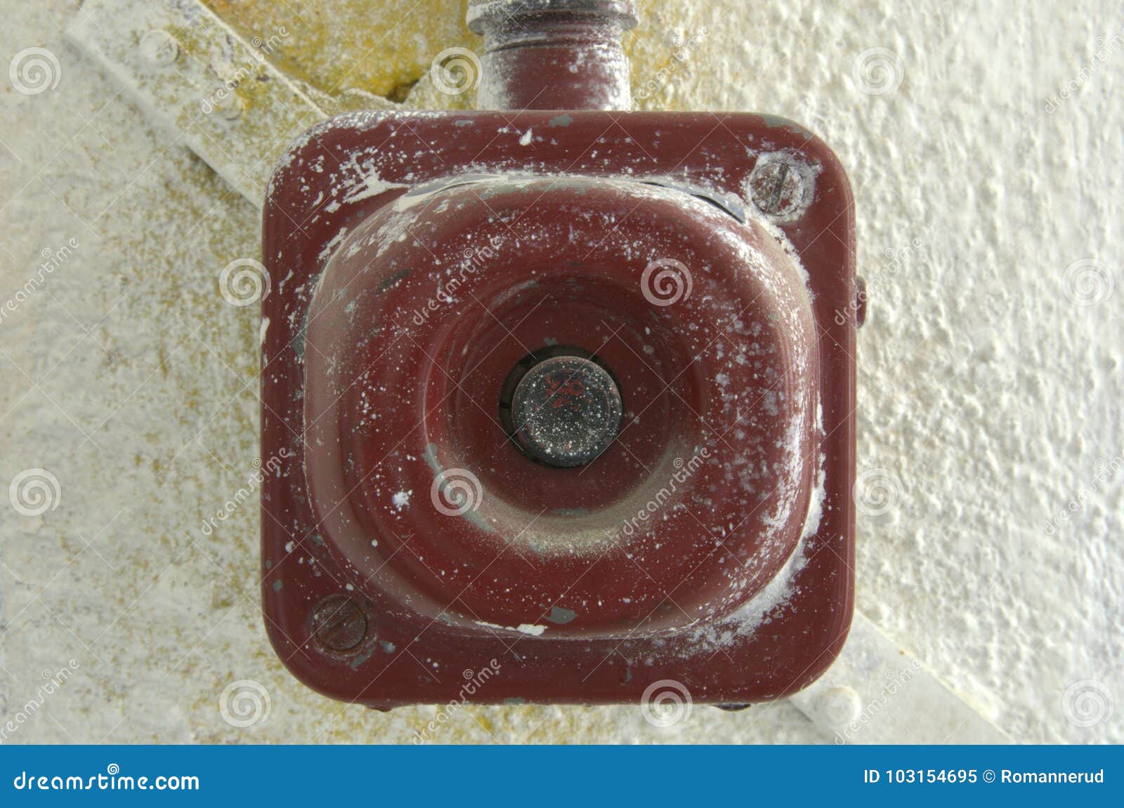 Old Electrical Switch. Vintage Industrial Switch on the Wall. Stock