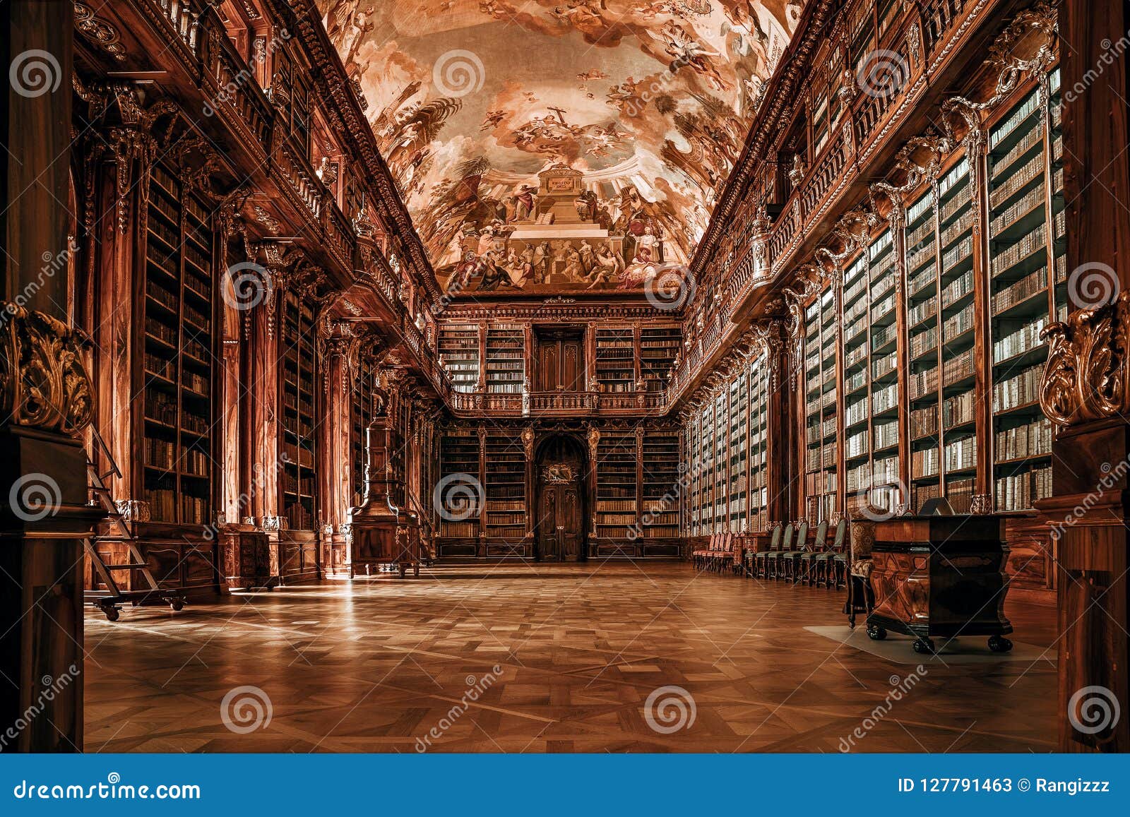 old, empty public library background