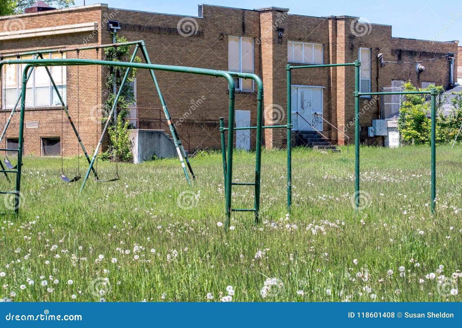 Old Empty School Abandoned And Boarded Up Stock Photo - Image of ...