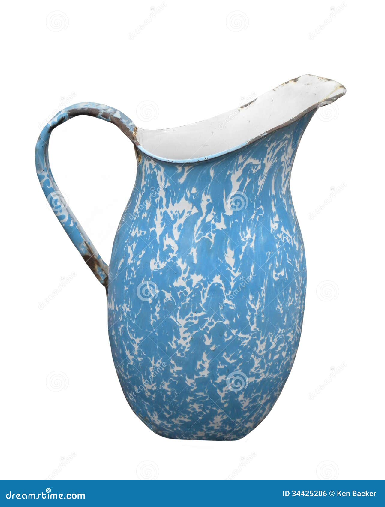 Old Enamel Metal Pitcher Isolated Stock Photo Image of enamel, retro
