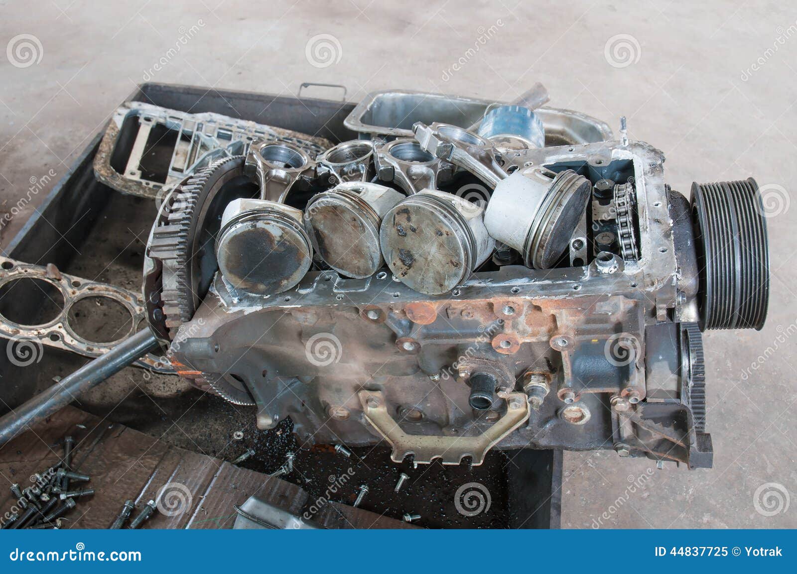 Old Engine Piston on Gasoline Engine. Stock Image Image of automobile