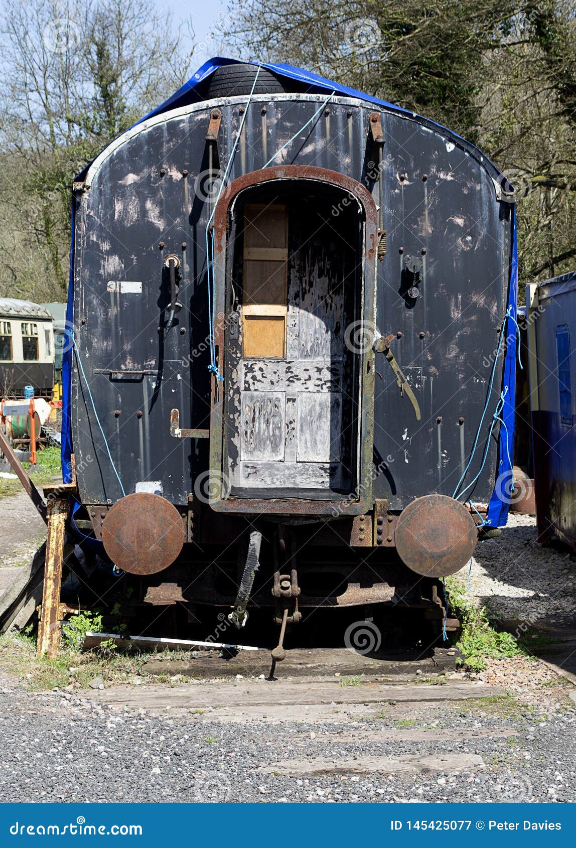 OLd Disused Railway Carriage with Bumpers and Coupling Stock Image