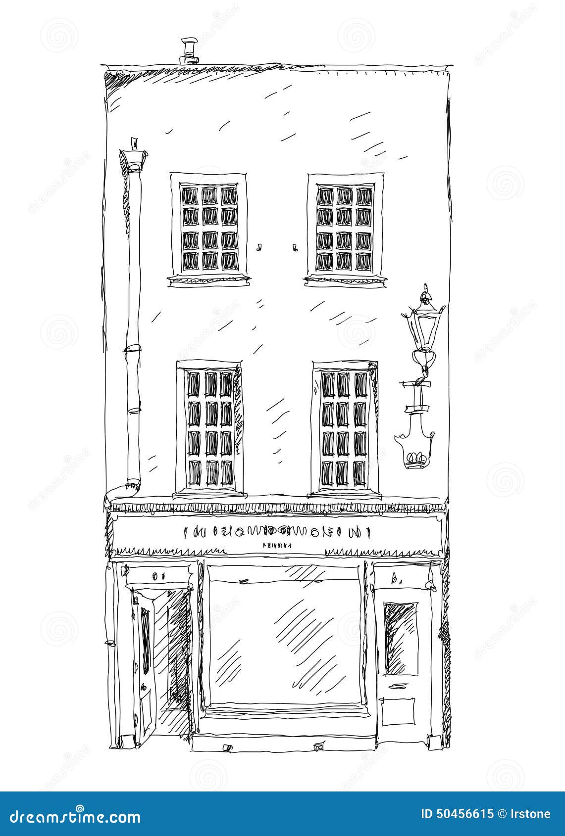 Old English Town House With Small Shop Or Business On Ground Floor