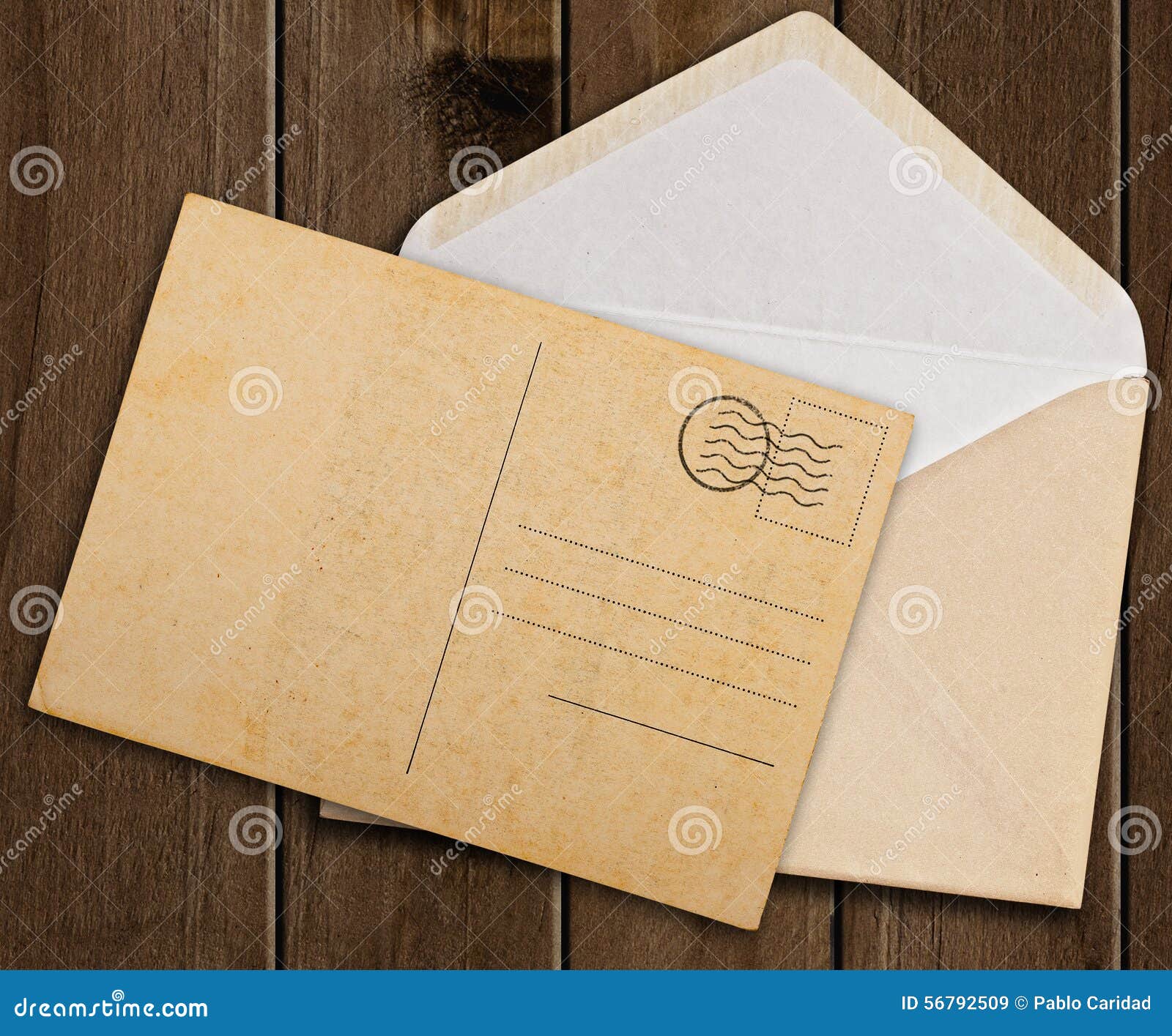 Old envelope and postcard. stock image. Image of information 56792509