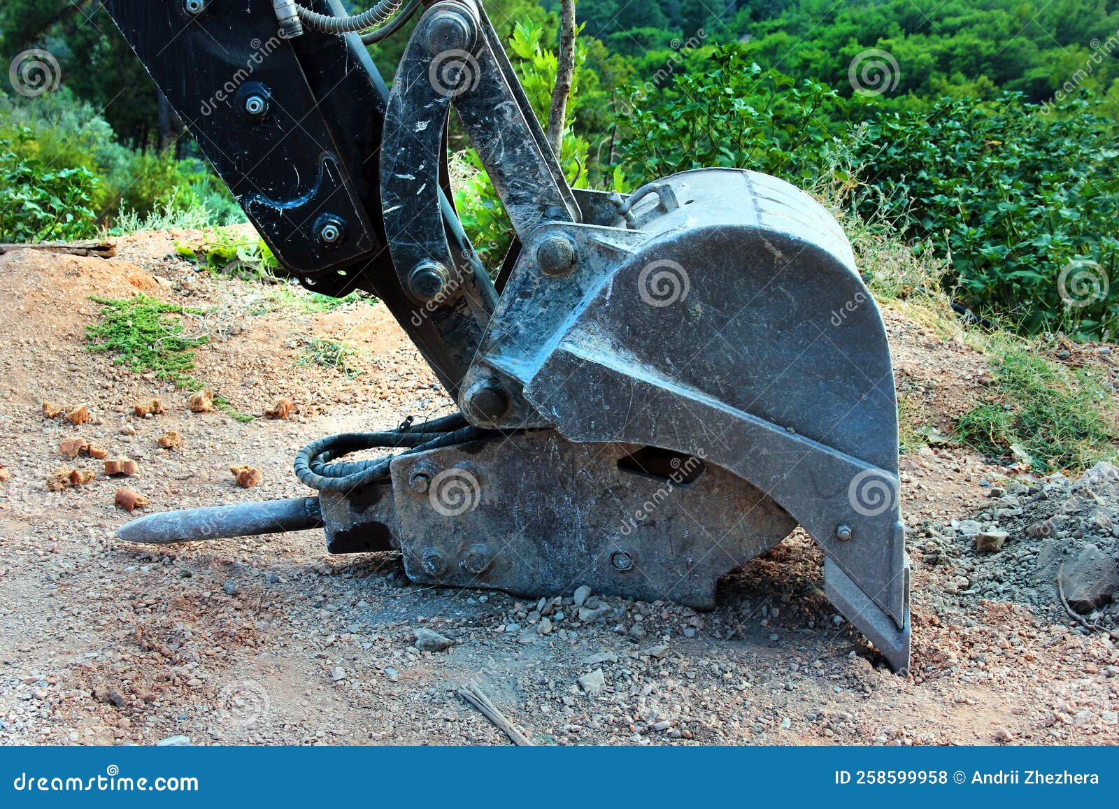 Old Excavator Bucket with Hammer Stock Photo Image of excavation