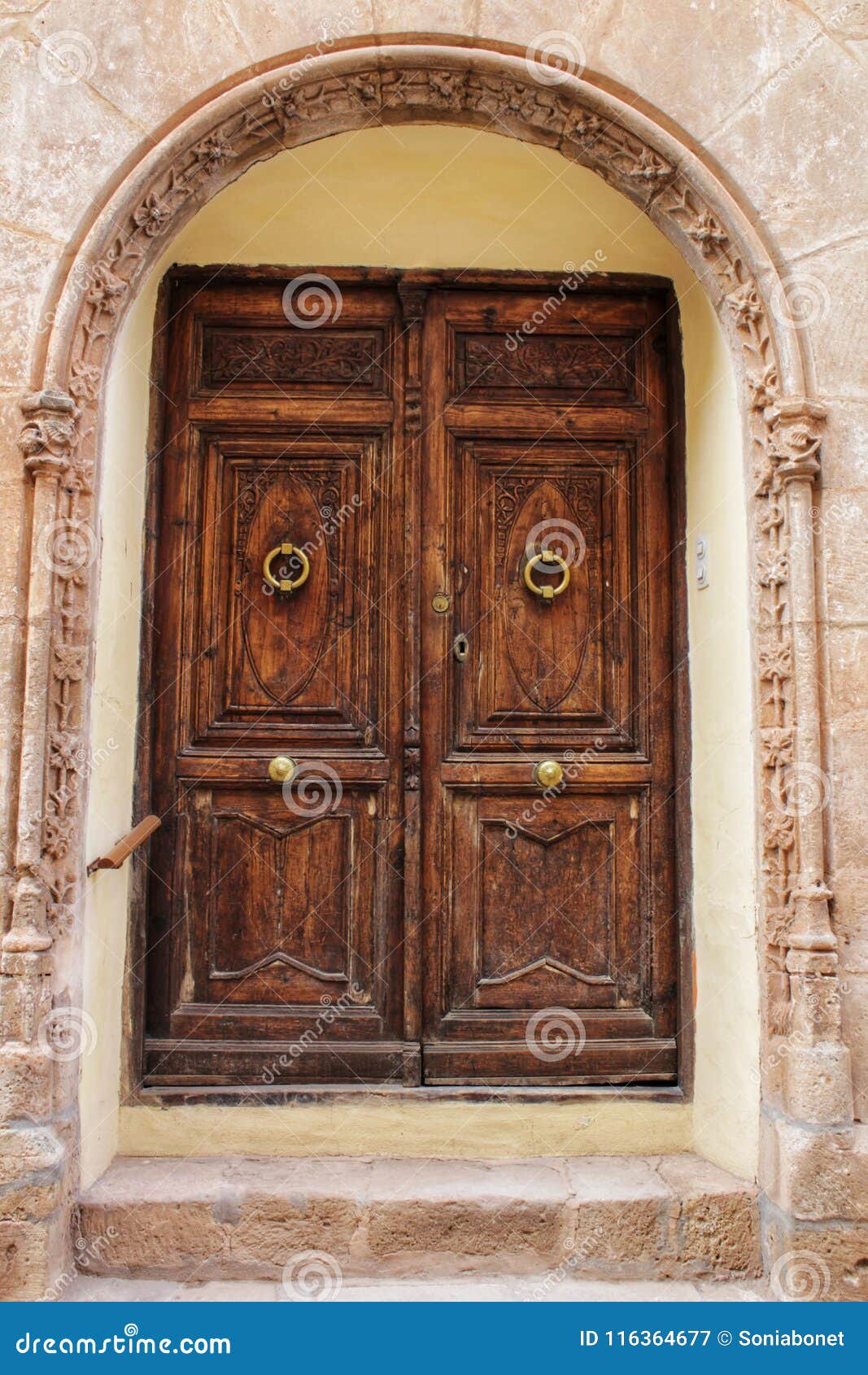 Old Facade and Entrance of Majestic House in Alcaraz, Albacete Province ...