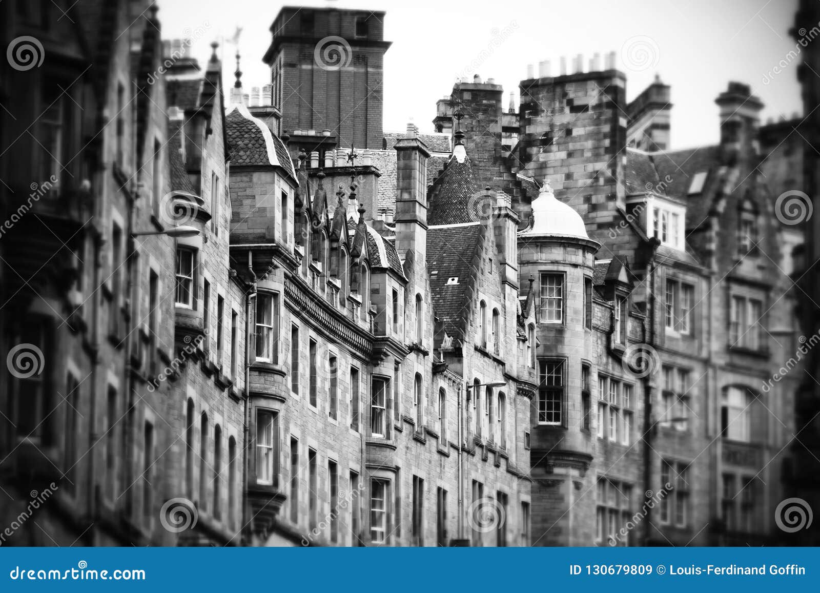 old facades perpective in edinburgh street, scotland