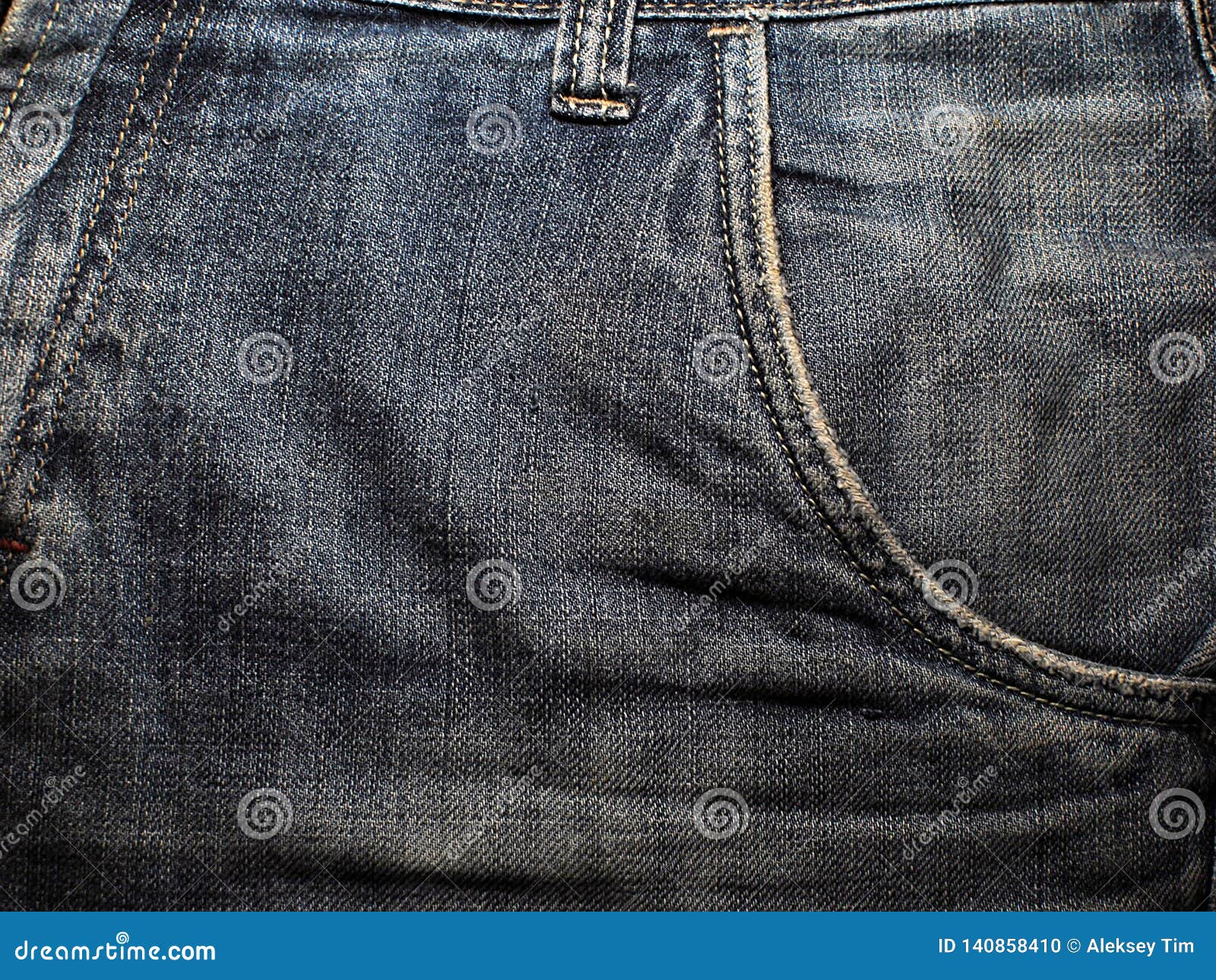 Old Faded Blue Jeans. Macro. Pocket on Old Blue Jeans Stock Photo ...