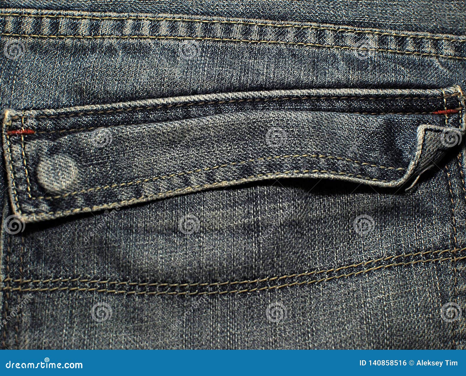 Old Faded Blue Jeans. Macro. Pocket on Old Blue Jeans Stock Photo ...