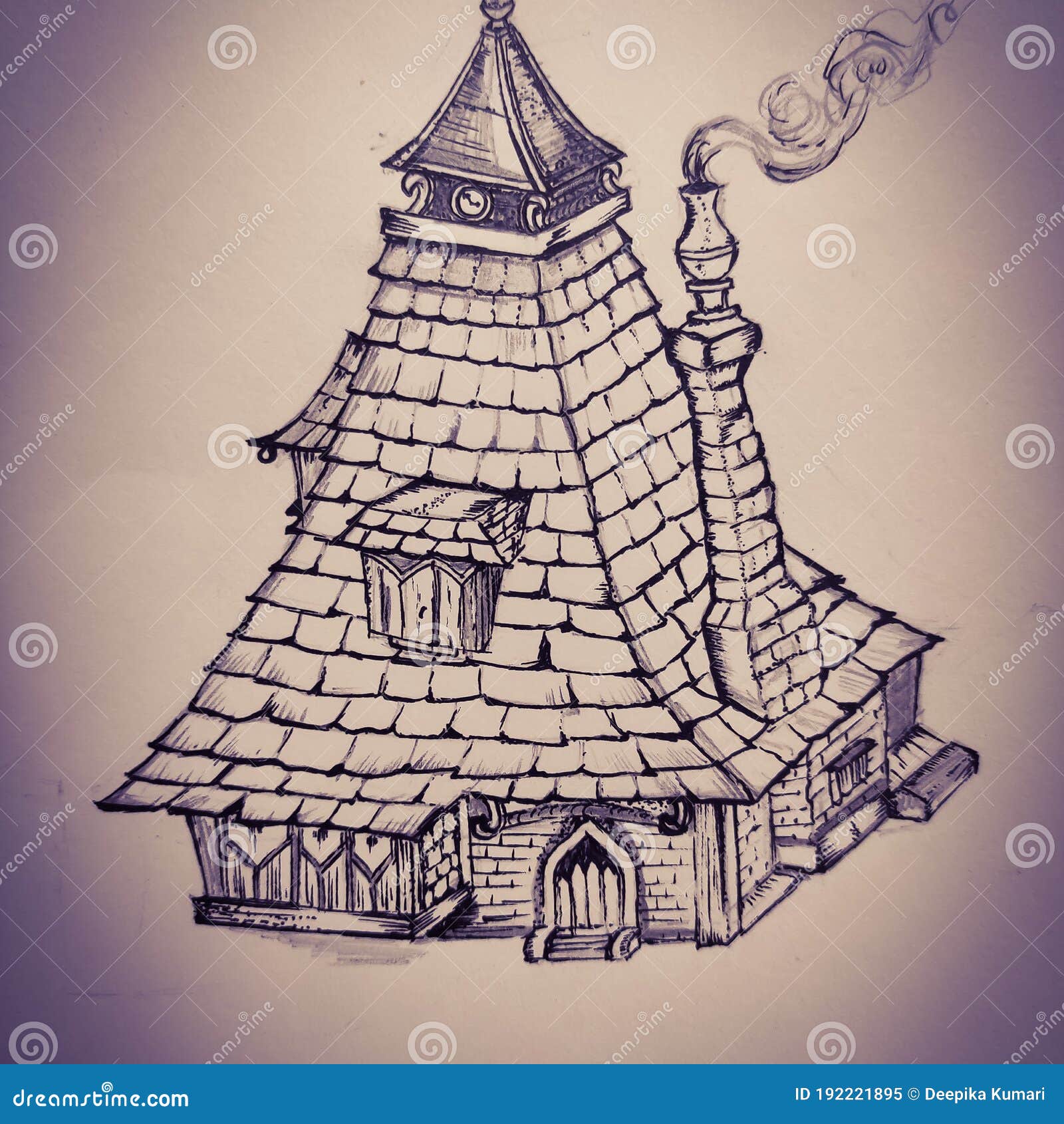 Old Fantasy House Sketch From The Cartoons Stock Illustration Illustration Of Pattern Calligraphy