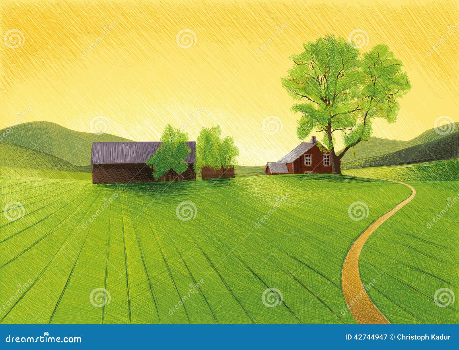 How To Draw A Farm Landscape 