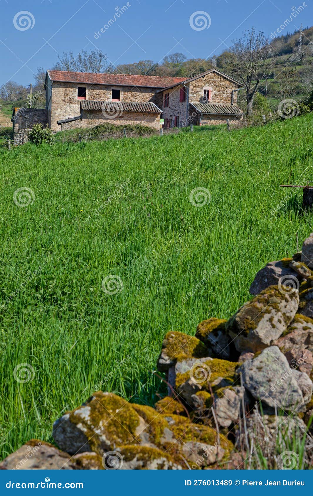 Old Farm and Meadows in Burgundy Hills Stock Image Image of meadows