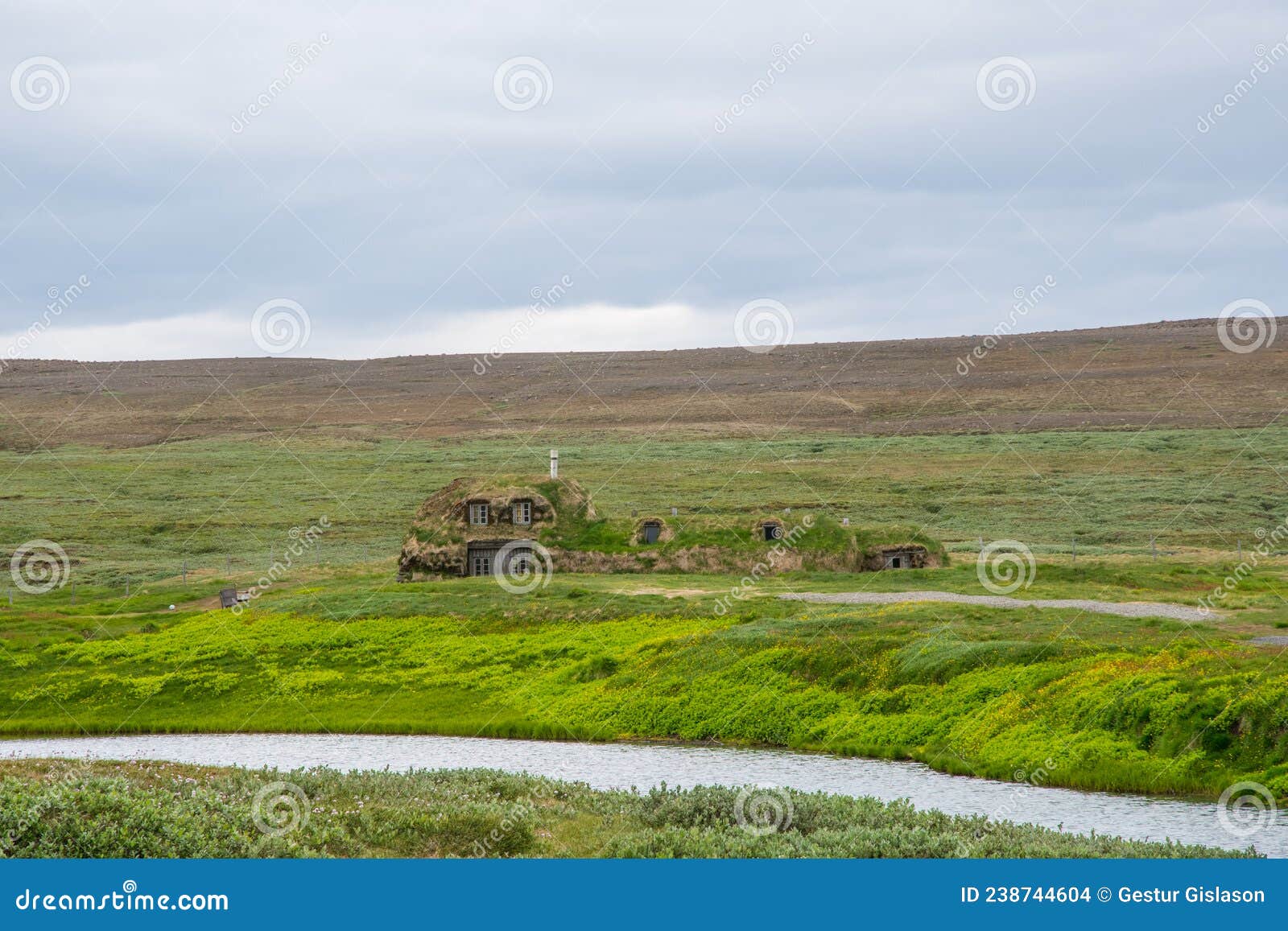 the old farmhouse of saenautasel in jokuldalsheidi in the wilderness of iceland