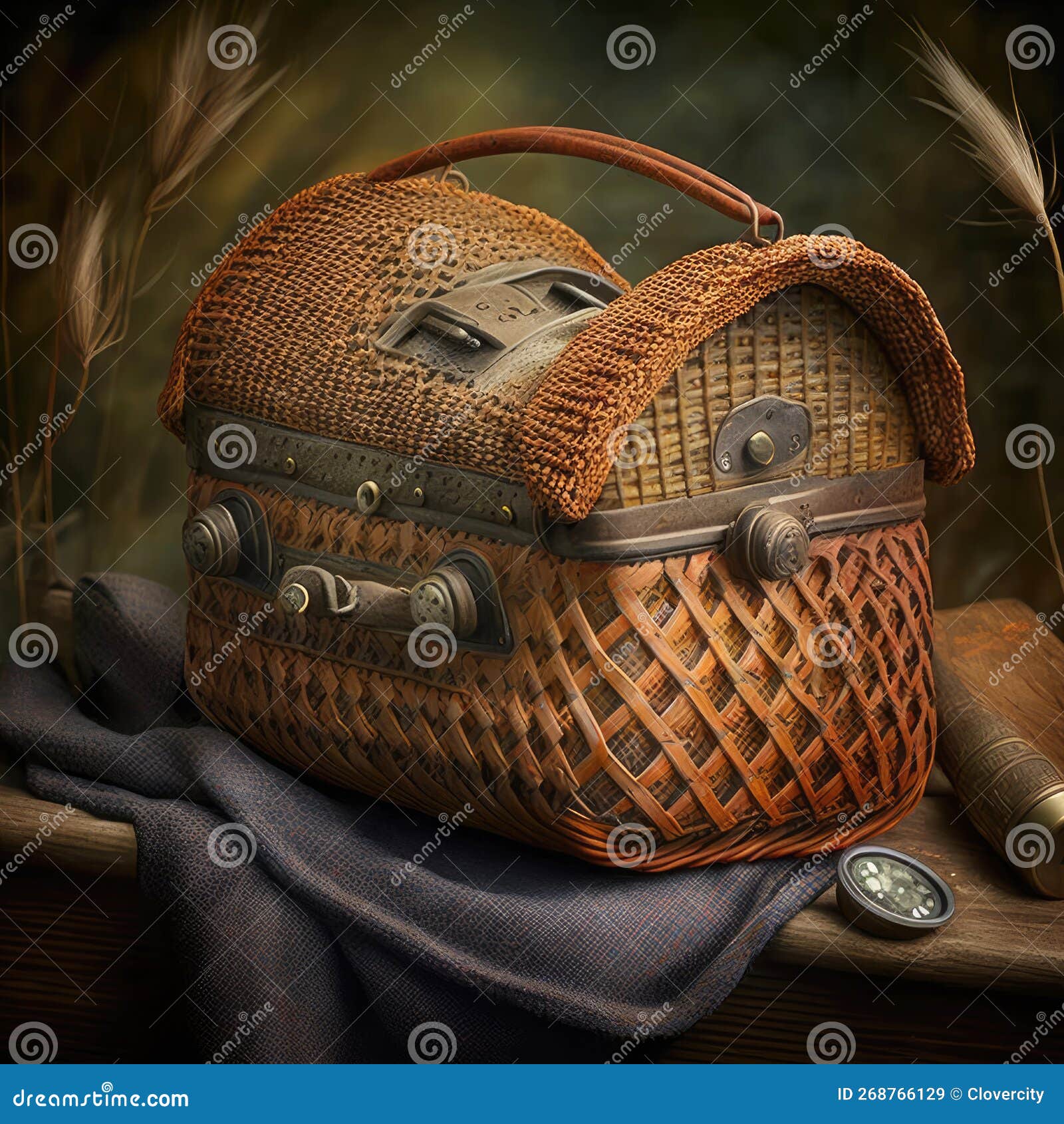 https://thumbs.dreamstime.com/z/old-fashion-vintage-wicker-basket-leather-fishing-creel-antique-illustration-268766129.jpg
