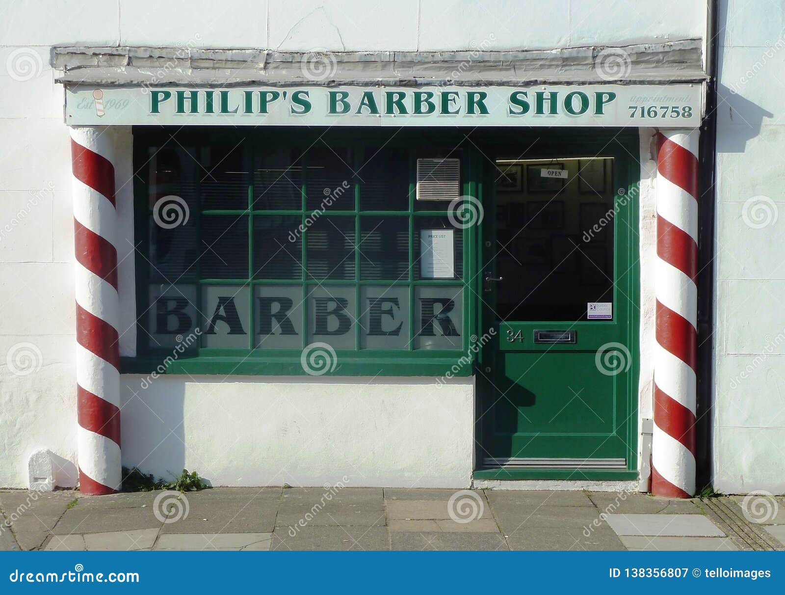 Old Fashioned Barber Shop Frontage Editorial Photography - Image of ...