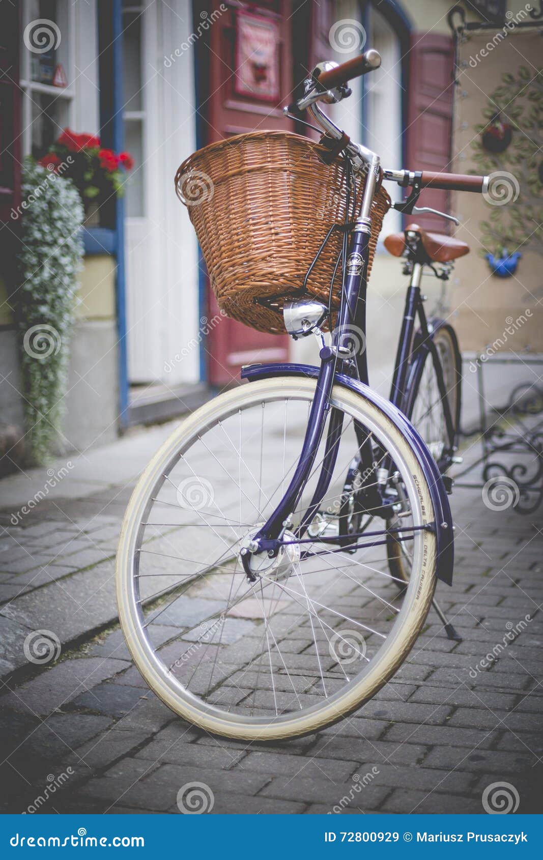 Oldfashioned Bike on a Street Stock Image Image of ride, handlebar