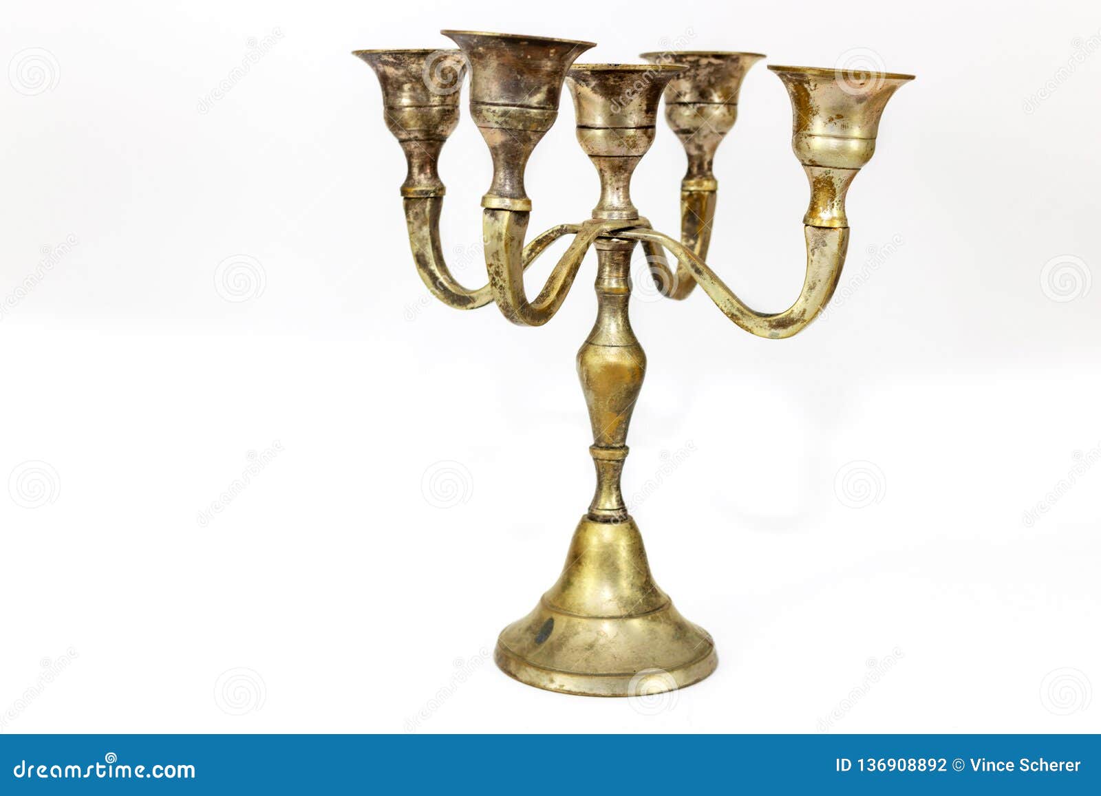 Old Fashioned Candle Stick Holders on a White Background Stock Photo