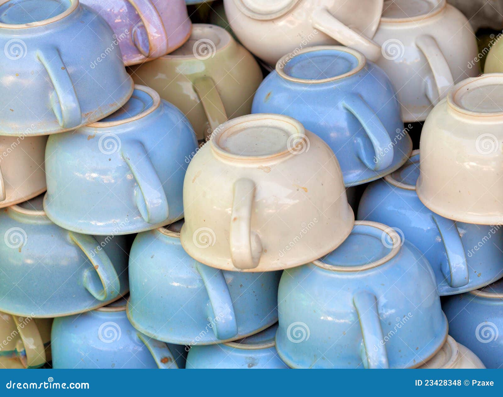 Oldfashioned Ceramic Chamber Pots on the Market Stock Photo Image of