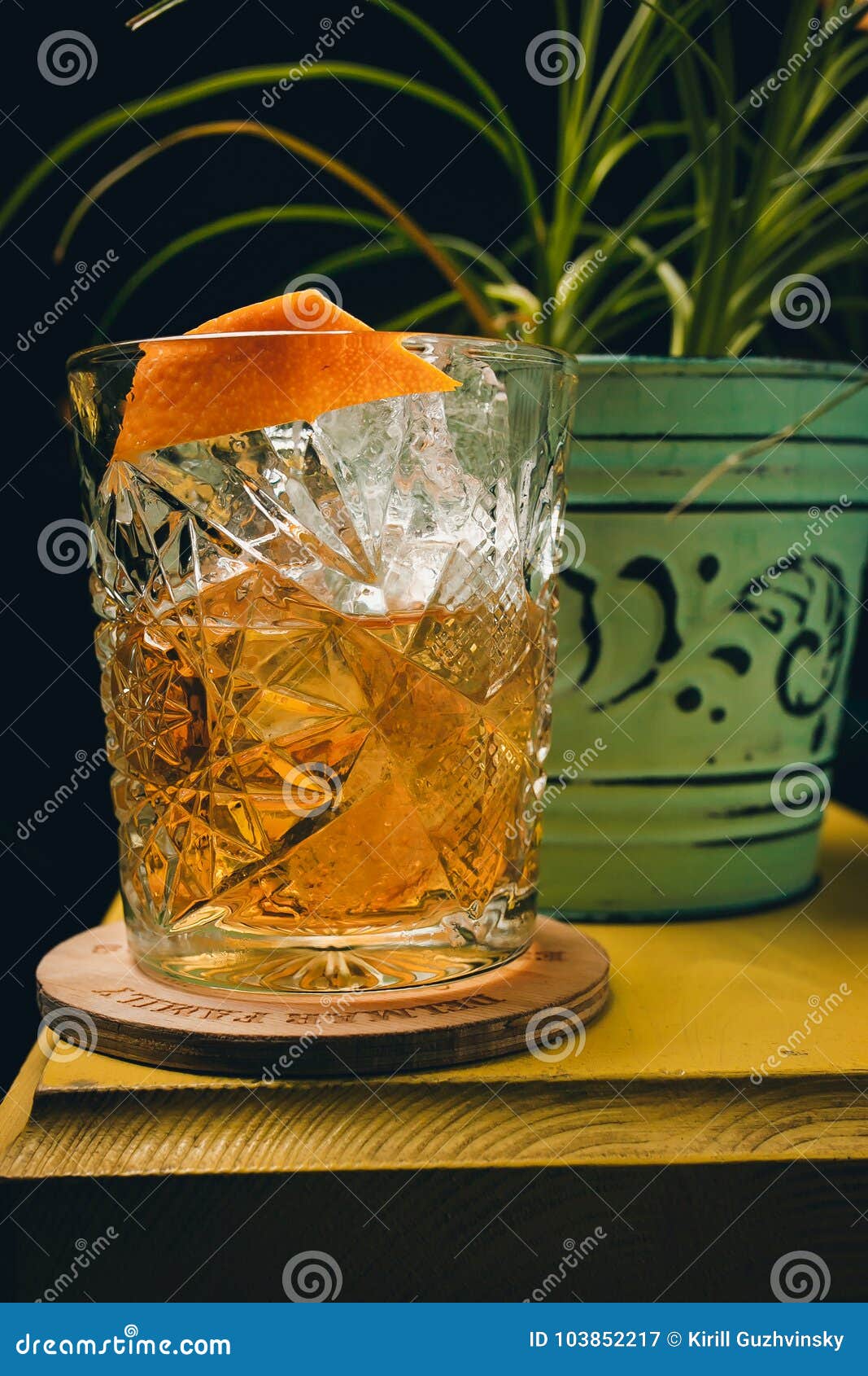 Old Fashioned Classic Cocktail in Crystal Glass Stock Image Image of cold, brown 103852217