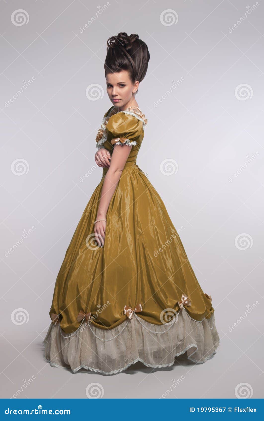 Old Fashioned Girl In Yellow Dress Royalty Free Stock Photography ...