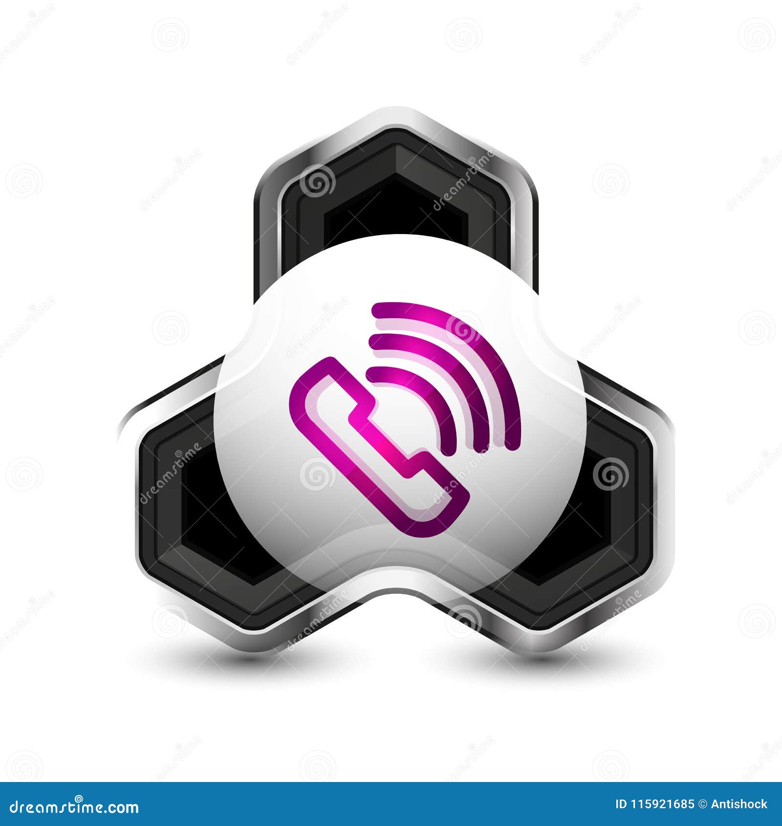 old fashioned phone button, call center support icon