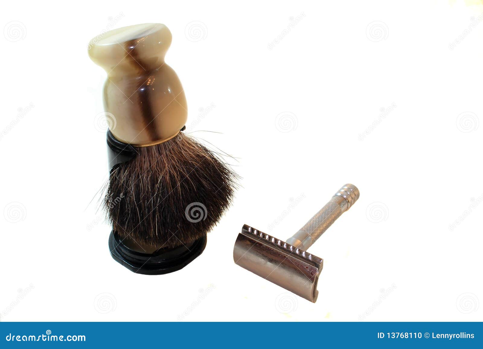 Old Fashioned Razor and Shaving Cream Brush Stock Photo Image of