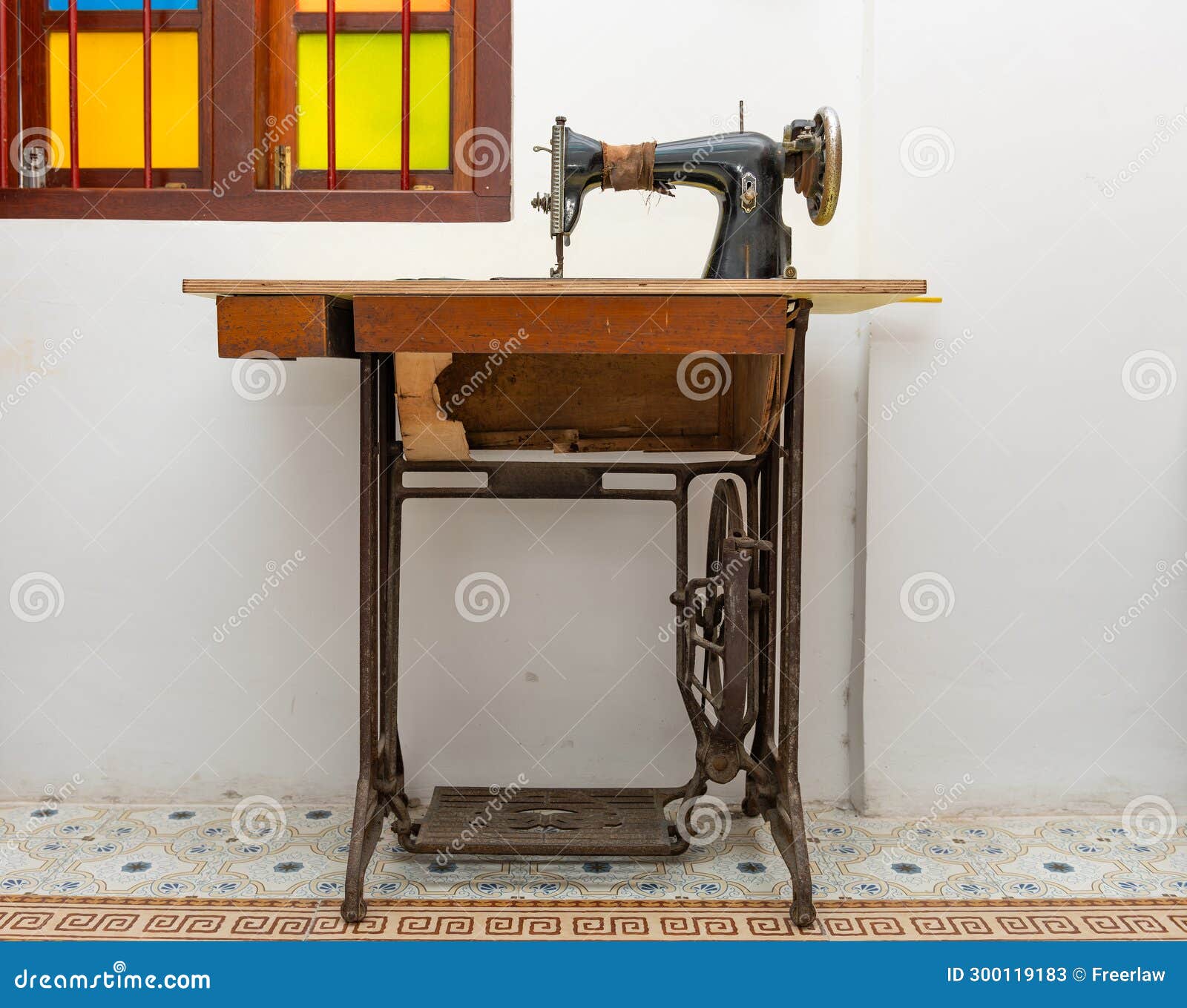 Oldfashioned Sewing Machine Horizontal Composition Stock Image Image