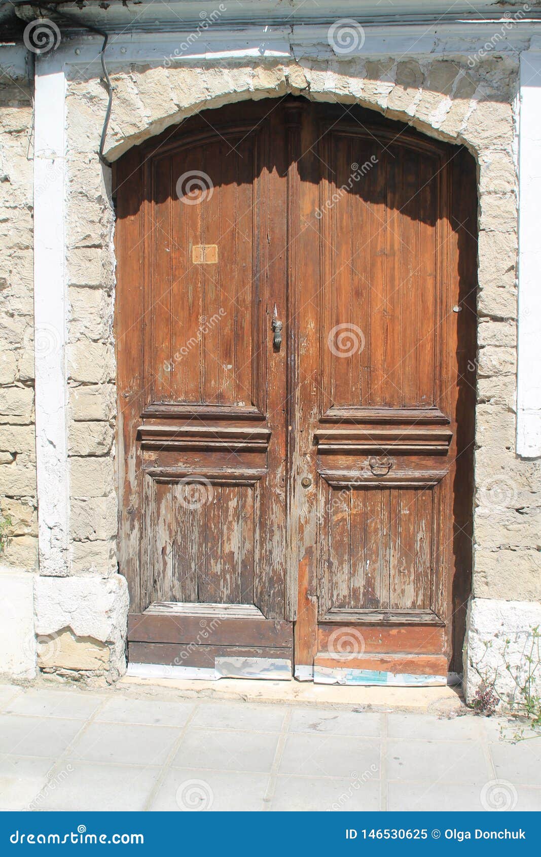 Vintage Wooden Front Door in Stone Wall Stock Image - Image of style ...
